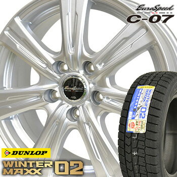 【取付対象】 【2019年製〜】 195/65R15 ダンロップ ウインターマックス WM02 スタッドレスタイヤ ホイールセット 4本 DUNLOP WINTER MAXX ユーロスピードC-07 15-6.0J 車種例 ウ゛ォクシー ノア エスクワイア セレナ プリウス オーリス アリオン