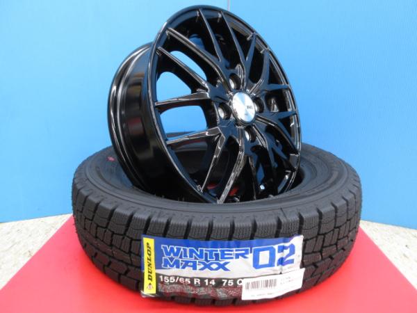 VENES FS01(GBK)14x4.5J+45 4H-100＆DL WINTERMAXX WM02 155/65R14 新品4本セット タント ムーヴ ウェイク ムーヴキャンバス トコット ワゴンR アルト スペーシア ラパン N-BOX N-WGN デイズ モコ ekスペース ekクロス ルクラ シフォン ステラ 等に 鴻巣