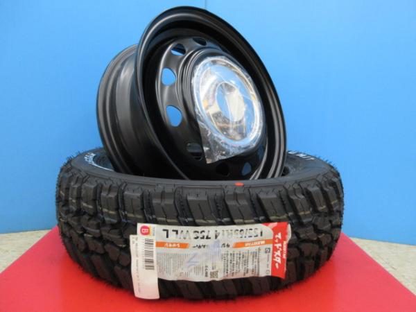 【25日限定!抽選で最大100％Pバック!】Weds NeoCarrow 14x4.5J+45 8HM＆MUDSTAR WANPAKU M/T 155/65R14 新品4本セット スペーシアギア ワゴンRスマイル エブリィワゴン N-BOX N-VAN ウェイク タント ekクロス ekスペース 鴻巣