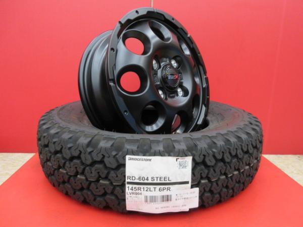 VENES SUV(GBK)12x4.0B+42 4H-100＆BS RD-604 145/80R12 新品4本SET N-VAN アクティ エブリィバン キャリイ ハイゼットジャンボ N-VAN クリッパー NV100 サンバー スクラム ミニキャブ 等に 鴻巣