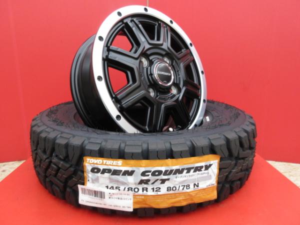 【15日限定!抽選で最大100％Pバック!】MID ROADMAX WF-8(SGB/FP)12x4.0J+42 4H-100＆TOYO OPENCOUNTRY R/T 145/80R12 新品4本set エブリィバン キャリイ スクラム サンバー ハイゼット N-VAN NV100 クリッパー 等に 鴻巣