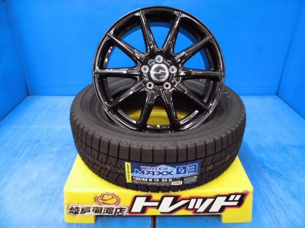 195/65R16 新品 冬タイヤホイール ベスト AT-10 16インチ 6.0J +43 5H100 ブラック ダンロップ WM03 195/65-16 組込済 4本セット