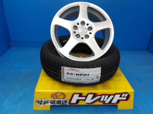 185/60R15 夏タイヤホイール 送料無料 BWA Racing SPYKE 15インチ 6.5J +35 4H 100 アロースピード 185/60-15 組込済 4本SET 渡