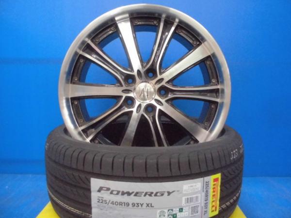 【15日限定!抽選で最大100％Pバック!】4本 新品 サマー タイヤ 225/40R19 中古 アルミホイール付き オデッセイ レヴォーグ 等に 19インチ アネーロコラソン ラヴィ7.5J+55 5H PCD 114.3 ブラックポリッシュ 夏タイヤ ピレリ パワジー 225/40-19