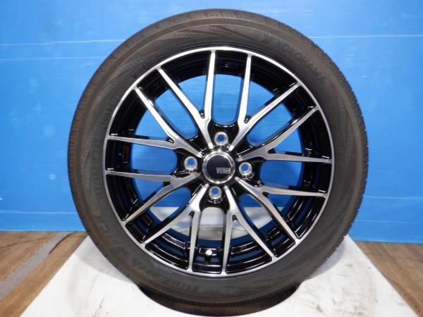 新品ホイール 中古タイヤ4本 VENES FS01 15x4.5J 45 4H100 ヨコハマ ブルーアース RV-02CK 165/55R15 N-BOX タント ムーブ EK 等に