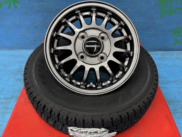 エブリイ N-VAN NV100クリッパー 145/80R12 新品スタッドレスタイヤアルミ 4本セット 冬タイヤ ヨコハマ プロフォース スタッドレス SY01 145/80/12 80/78N 2025年製 アルミ トレジャーワン ヒューマンライン HF-15 12インチ 3.5J+42 4H PCD100 冬タイヤ 庄