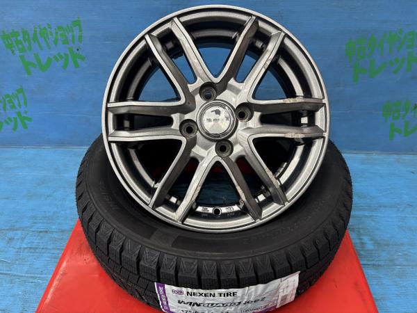 ベリーサ フィット ヴィッツ プラッツ 175/65R14 スタッドレスタイヤアルミ 4本セット 新品冬タイヤ ネクセン ウィンガードアイス2 175/65/14 82Q 2025年製 中古アルミ 社外 SG・E 14インチ 5.5J+38 4H PCD100 冬タイヤ 庄 ノート デミオ クー bB
