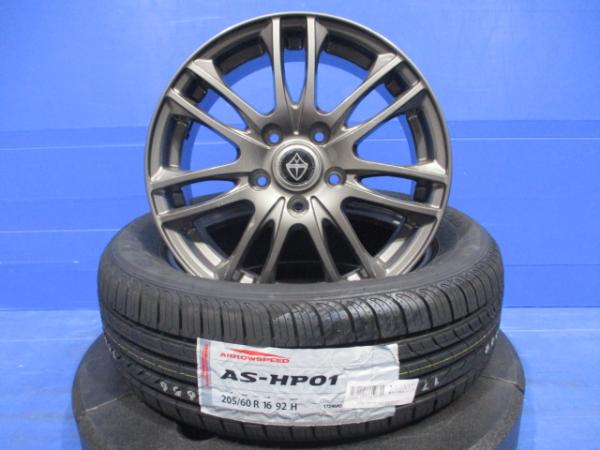 新品タイヤ 中古ホイール 4本 205/60R16 アテンザ ステップワゴン アクセラ ストリーム ヴォクシー ビアンテ アコードなど アロースピード ARROWSPEED AS-HP01 205/60R16 92H 2023年製 weds VELVA ZS ヴェルバ 16インチ 6.5J +53 5H ガンメタ