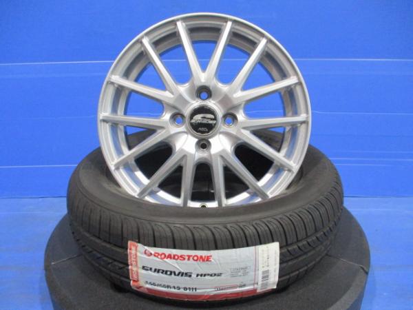 【18日限定!抽選で最大100％Pバック!】4本価格 中古ホイール付 165/65R15 ROADSTONE Eurovis 2022年製 新品 MID シュナイダー SQ27 シルバー 15インチ 4.5J+45 4H100 タフト ソリオ デリカD2 など