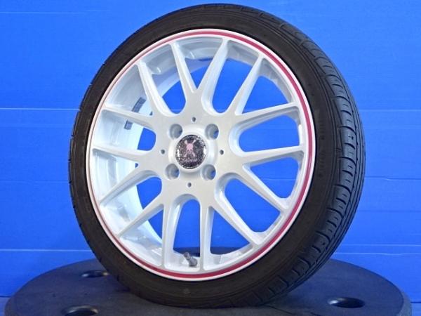 【15日限定!抽選で最大100％Pバック!】軽自動車 16インチ 165/45R16 N BOX S660 デイズ ルークス ライフ ラパン コペン タント ムーヴ ek ロエン 白 ピンク 5J +45 4H100 夏 ホイールセット 4本 1台分