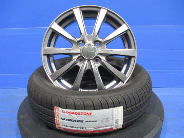 【18日限定!抽選で最大100％Pバック!】ROADSTONE Eurovis HP02 * 165/65R15 * 81H　GRASS ZX 15インチ 4.5J+45 4H100 タフト ソリオ デリカD2用