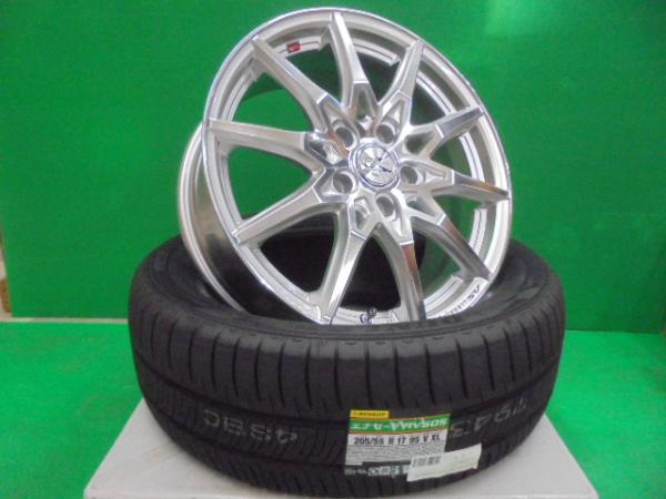 90系ノア・ヴォクシー 未使用 WEDS レオニスSV 7.0J +42 5穴 PCD114.3 新品 ダンロップ RV505 205/55R17 1台分 4本セット 組込バランス後発送 ジューク ギャランフォルティス