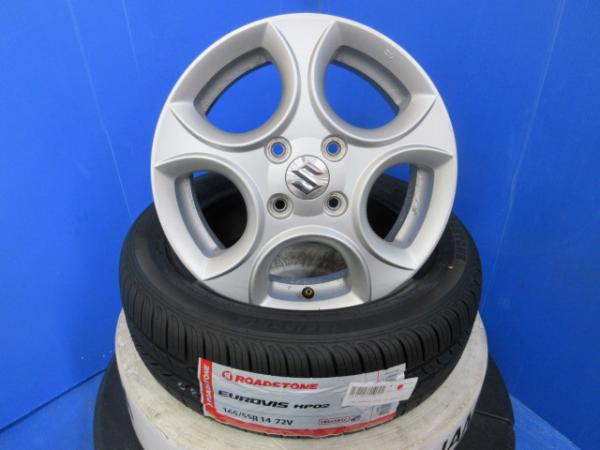 MRワゴン アルトラパン 4本 スズキ純正 14インチ 4H 4穴 PCD 100 2023年製 新品 165/55R14 ラジアルタイヤ 夏用タイヤ 夏タイヤ 夏タイヤセット 夏用セット ラジアル ノーマル 夏用 夏 タイヤ ホイール 純正アルミ サマータイヤ CBA-MF21S LA-MF21S UA-MF21S CBA-HE21S