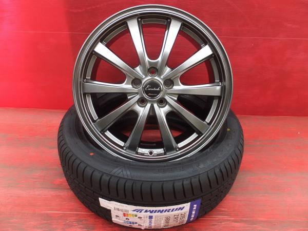 215/55R17 24年製 ウィンラン R330 ユーロテック 17インチ 5穴 PCD100 新品夏タイヤ 中古ホイール セット スバル フォレスター SG系などに