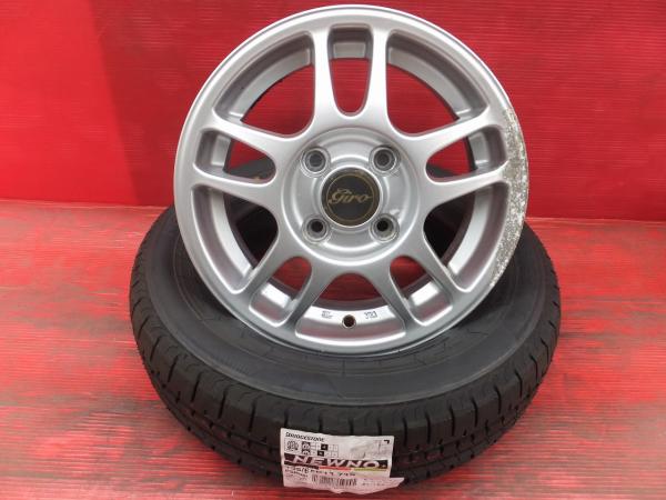 【18日限定!抽選で最大100％Pバック!】155/65R13 低燃費 ブリヂストン ニューノ GIRO 13インチ 4.5J +43 塗装?がれ有 新品夏タイヤ 中古ホイール セット オッティ ゼスト等