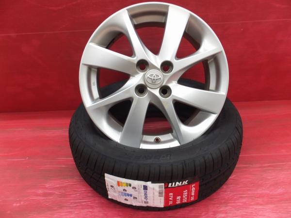 24年製 海外製 I-LINK 185/55R16 アクア純正 16インチ 6J+51 4H100 新品夏タイヤ 中古アルミホイールセット 175/65R15のインチアップに
