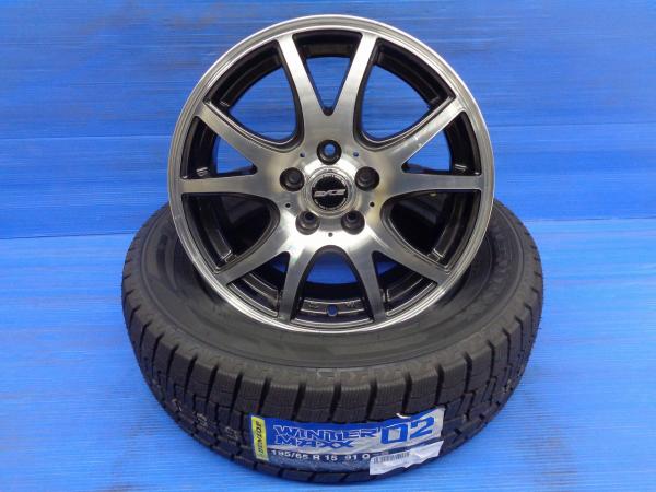 プリウス ウィッシュ 新品 スタッドレス 195/65R15 ダンロップ WINTERMAXX WM02 中古 ホイール 4本セット 15インチ 6J 5H100 +43