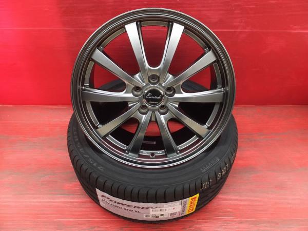 中古ホイール 新品夏タイヤ セット 24年製 ピレリ POWERGY パワジー 215/45R17 ユーロテック 17インチ インプレッサ プリウスなどに