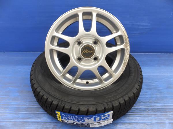 145/80R13 ダンロップ ウインターマックス02 GIRO 13インチ 4.5J +43 塗装?がれ有 新品スタッドレス 中古ホイール セット ムーヴ等に