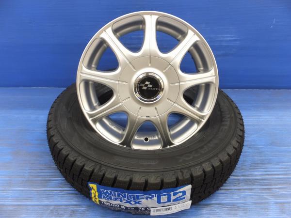 145/80R13 ダンロップ ウインターマックス02 社外アルミ ZAMTH 13インチ マルチ 新品スタッドレス 中古ホイール セット スペーシア等