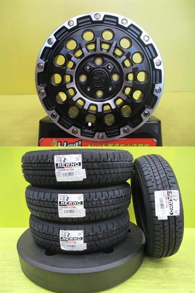 155/65R14 新品夏セット ブリヂストン NEWNO オフロードデザイン アルミホイール 4.5J 14インチ 4/100 +45 スペーシアギア デリカミニ ekクロス