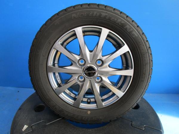 【15日限定 抽選で最大100％Pバック 】中古 エクシーダー 13 4J 45 4H100 冬タイヤ 155/65R13 ノーストレック 2022年製 4本 軽自動車 アルミセット モコ ekワゴン アルト