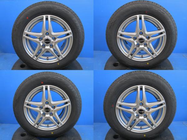 中古 アルミ 15インチ 6J +53 5H114.3 新品 夏タイヤ 195/65R15 2023年製 ダンロップ EC204 ミニバン 普通車 アクセラ エスクァイア 境