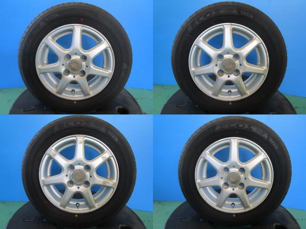 中古アルミ 13インチ 4.5J +45 4H100 夏タイヤ 145/80R13 ヨコハマ エコス 2021年製 4本セット価格 NBOX ムーヴ ミラ スペーシア 境