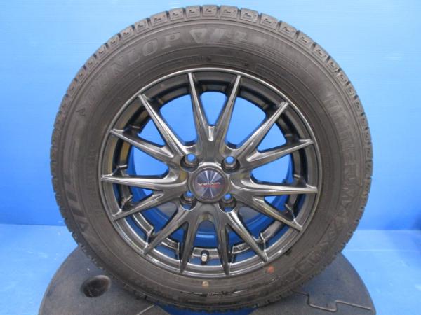 中古 アルミ VELVASPORT 14 5.5J +38 4H100 ダンロップ ウィンターマックス03 175/65R14 2020年製 4本 デミオ ノート コンパクトカー