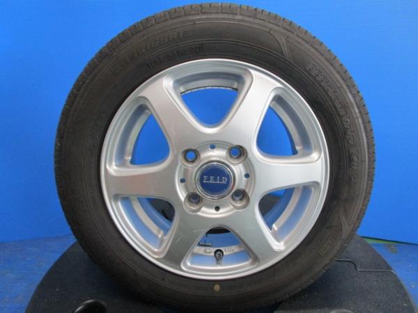 中古 アルミ FEID 13インチ 4.5J +45 4H100 グッドイヤー イーグリップ 155/65R13 2021年製 サマータイヤ 4本セット 軽自動車