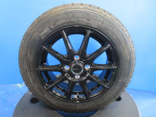 中古 冬用 165/65R14 2017年製 ダンロップ 新品 社外アルミ 14インチ 4H100 国産タイヤ ウィンターマックス 4本セット パッソ ミラージュ トール