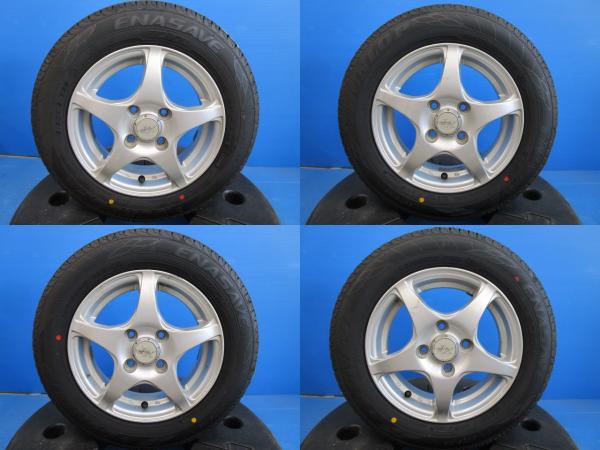 中古アルミ 13インチ 4H100 新品夏タイヤ ダンロップ エナセーブ EC204 4本セット価格 境 軽自動車 ラパンショコラ ミラ NBOX EKスペース