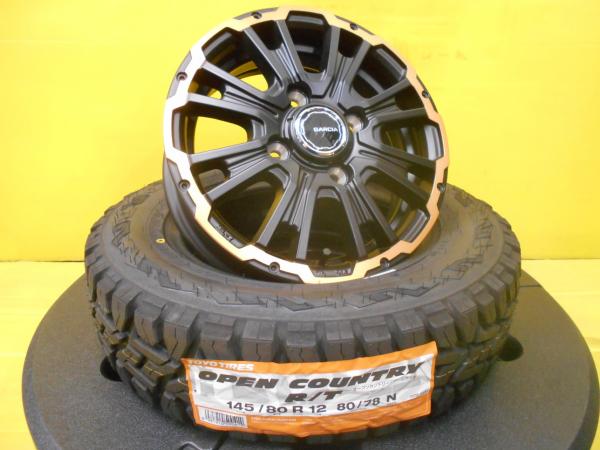 145/80R12 エブリイ キャリイ アトレー ハイゼット クリッパー ミニキャブ サンバー スクラム 新品 マルカ ガルシアSS リボルバーKC 12インチ 4.0J +42 4H100 新品 トーヨー オープンカントリー R/T 個人宅OK DA52T DB52T DA63T DA65T DA16T 軽トラ 軽バン ゴツゴツ