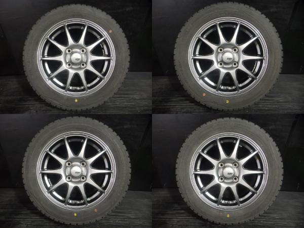 バリ溝 中古 4本 セット 155/65R14 75Q DUNLOP WINTERMAXX02 ＆ 美品 SPORT ABELIA 4.5J-14 +45 4H 100 N-BOX スペーシア タント 等に 白河