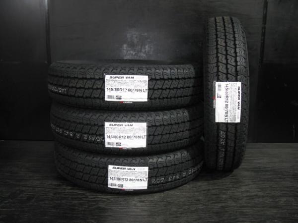 【15日限定!抽選で最大100％Pバック!】新品 夏 タイヤ 4本セット 145/80R12 80/78N 23年製 ヨコハマ SUPERVAN Y356 6PR 軽トラ 軽バン 貨物 商用 車検 サマー 白河