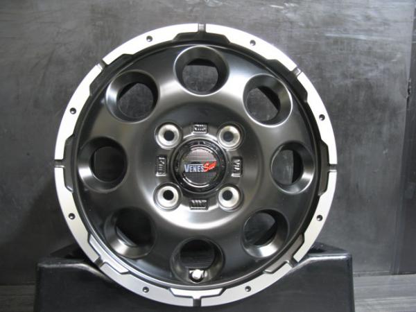 【12インチ 新品ホイール 4本】TREAD VENES SUV 4J-12 +42 100 4H セミグロスブラック/リムポリッシュ　軽乗用車 軽トラック 軽バン 白河