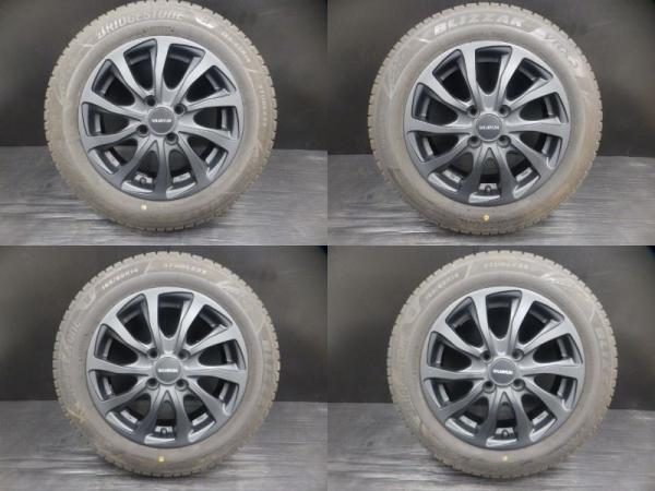 【18日限定!抽選で最大100％Pバック!】バリ溝 中古セット VRX3 165/65R14 ブリヂストン BLIZZAK BALMINUM TR10 5.5 14 4H 100 +39 ホイールセット パッソ タンク トール 白河