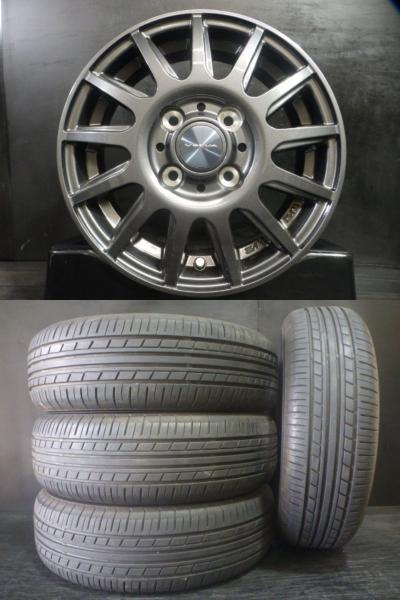 【15日限定!抽選で最大100％Pバック!】中古 夏タイヤ 155/65R13 73S ヨコハマ ECOS ES31 新品アルミ VELVA 4.0J-13 4H 100 +45 サマーセット ワゴンR ミラ オッティ 白河