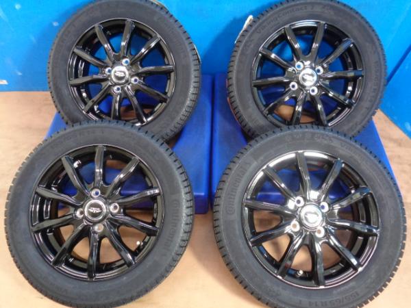 【東大宮】軽CARに 155/65R14 2024製 4本アルミホイールSET Weds TEAD ブラック 14X4.5J +45 4/100 コンチネンタル VC7 新品特価
