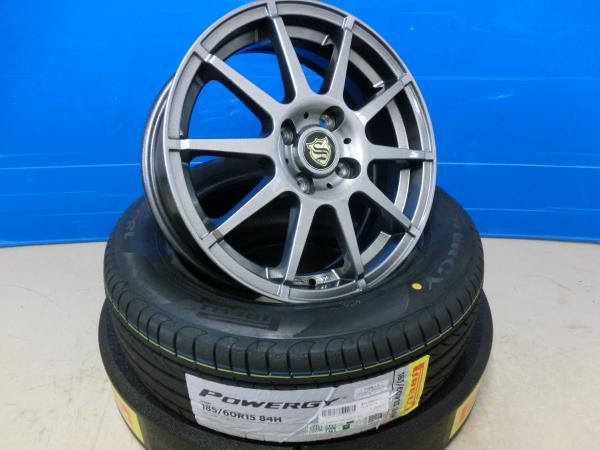 楽天タイヤショップトレッド【15日限定!抽選で最大100％Pバック!】アクア シャトル フィット 185/60R15 サマータイヤ ホイール 4本 SET 新品 ピレリ POWERGY パワジー + 中古 ブランドルライン ストレンジャー 15インチ 5.5J ET45 PCD100 4H 185/60/15 スイフト 岡崎