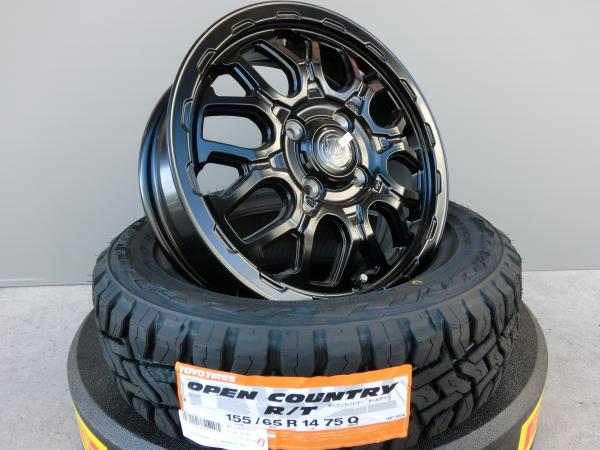 軽自動車 オフロード 新品 タイヤ ホイール 4本 SET TOYO オープンカントリー R/T 155/65R14 MADBAHN XR-800M 14インチ アルミ スペーシアギア ウェイク 軽トラ 軽バン 岡崎