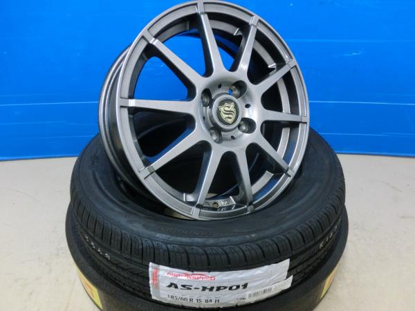 楽天タイヤショップトレッド【15日限定!抽選で最大100％Pバック!】アクア シャトル フィット 185/60R15 サマータイヤ ホイール 4本 SET 新品 ARROW SPEED S-01 + 中古 ブランドルライン ストレンジャー 15インチ 5.5J ET45 PCD100 4H 185/60/15 スイフト 岡崎