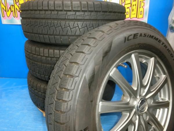 送料無料 カローラクロス 中古 スタッドレス ピレリ アイスアシンメトリコ PLUS 215/65R16 98Q ホイール 4本 エクストレイル CR-V パジェロイオ