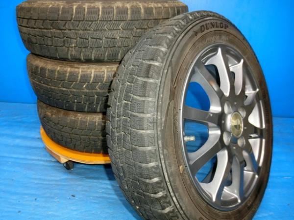 送料無料 中古 スタッドレス ダンロップ ウィンターマックス WM02 155/65R14 75Q ホイール付 4本 アルト ラパン タント N-BOX ワゴンR キャロル ステラ プレオ