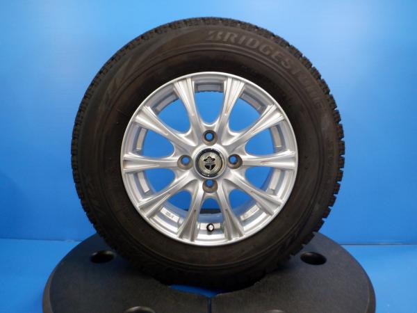 彦根 中古スタッドレス 155/80R13 BS VRX 2018 年製 + Weds ジョーカー 13 インチ 普通車 サイズ アルミ カローラ スプリンター プラッツ ヴィッツ リベロ