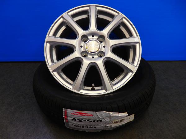 【10日限定 抽選で最大100 Pバック 】【PCD100/4H】新品タイヤ 新品アルミセット【175/65R15 84H】DUNLOP DUFACT DS9【15インチ 5.5J 42】アクア フィット スイフト ポルテ