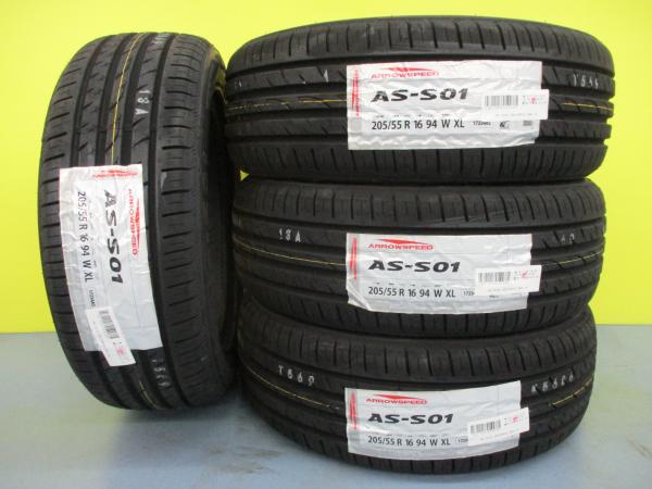 【6/1 0時～最大2,000円OFFクーポン配布中】カローラ 新品 夏タイヤ 4本 205/55R16 94W XL アロースピード S01 ARROWSPEED ブレイド インプレッサ リーフ エディックス 86 BRZ レクサス IS AVE30 GSE20 アイシス ANM10W ZGM11W オーリス 足利