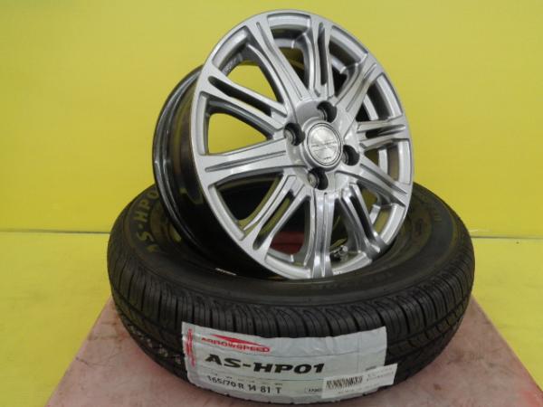 マーチ ソリオ 新品アルミタイヤSET WORK PROMISING STYLE S 5.5J +50 4穴 PCD100 アロースピード 165/70R14 組込バランス後発送