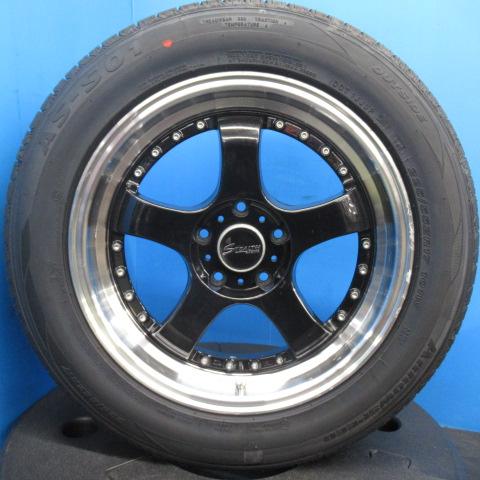 新品 225/55R17 アルファード エクストレイル 中古 ホイール ブラックポリッシュ 17インチ 5H 5穴 PCD 114.3 夏タイヤ 夏用 アロースピード 小