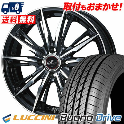 185/55R15 82V LUCCINI Buono Drive WEDS LEONIS GX サマータイヤホイール4本セット 【取付対象】